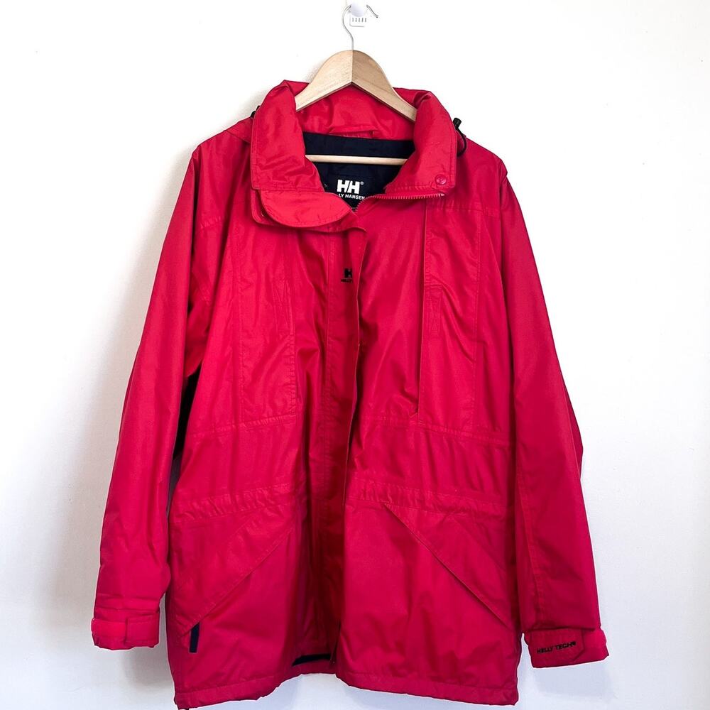 Helly Hansen Tech Mens Windbreaker‎ Jacket Size XL Red Hooded Outdoor Gorpcore
